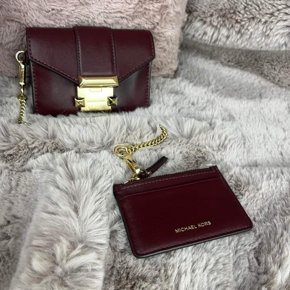 MICHAEL KORSOxblood Whitney Small Leather Chain Wallet - Picture 1 of 5